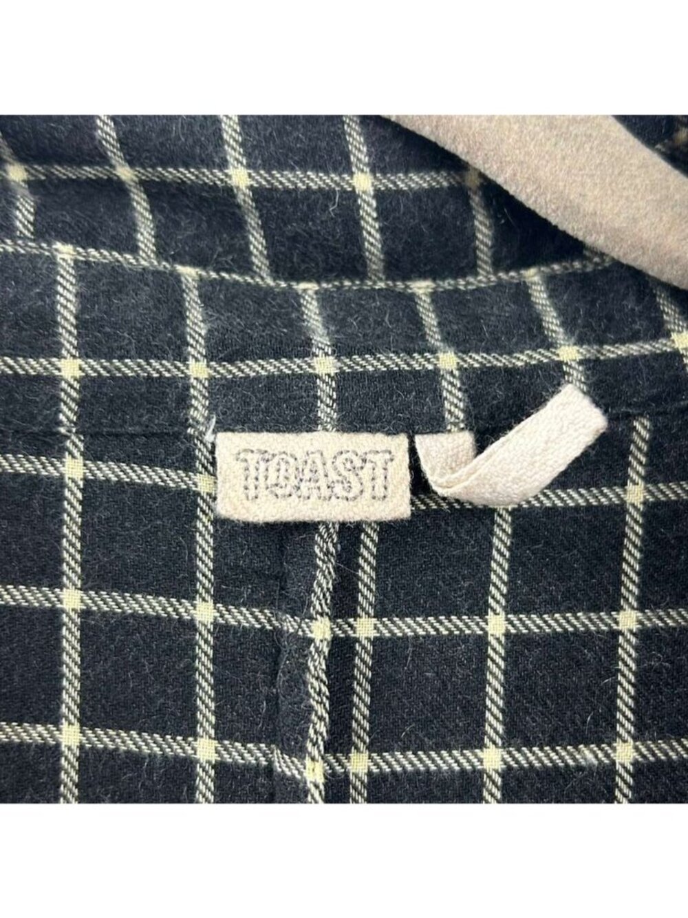 Toast Dress Women's M Black/White Check Cashmere Blend Midi Button Front Pockets - Picture 10 of 16